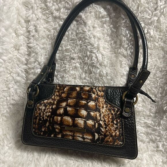 30831972_60557203_600.jpg Coccinelle leather pony hair brown & beige shoulder bag with brown trim & strap